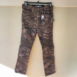 NWT Xray Jeans Moto Pants - Olive Camo- Kid Size 14- Slim Fit